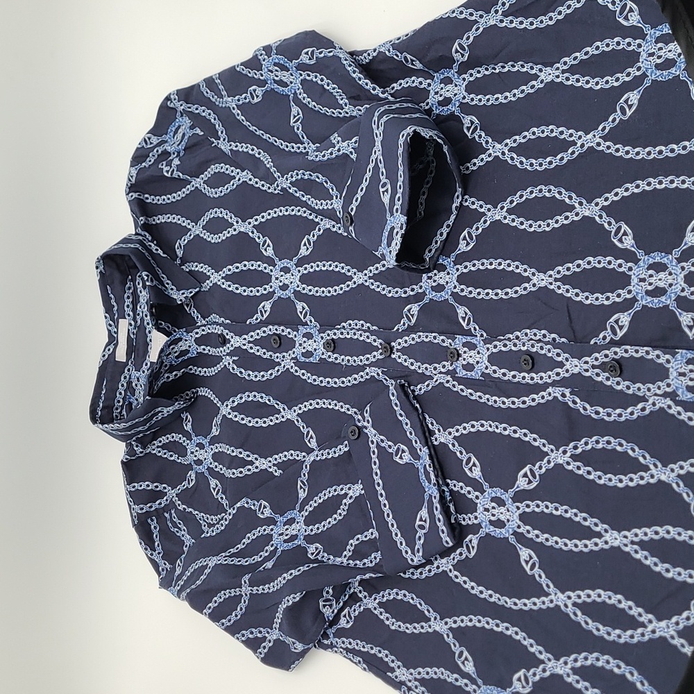 Chico's No-Iron Chic Stretch Equestrian Print Tunic Size 8 (Chico's Size 1)